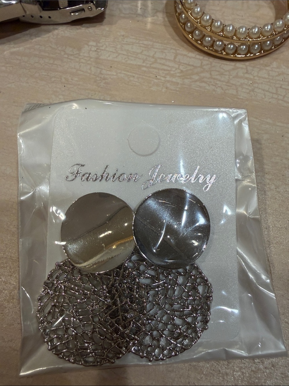 Fashion Jewelry Silver Filigree Disc Drop Earrings
